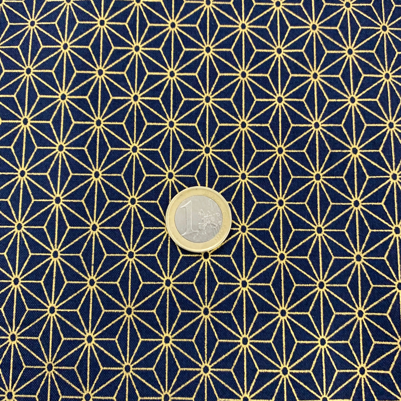Japanese fabric traditional gold ASANOHA pattern navy blue Etsy