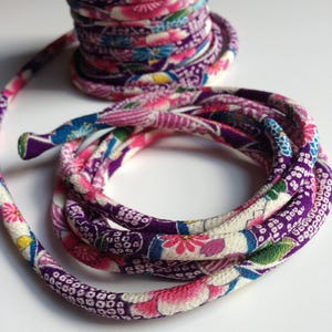 8mm Japanese cords, Chirimen, Cherry Blossom pattern, purple (C3007-8)
