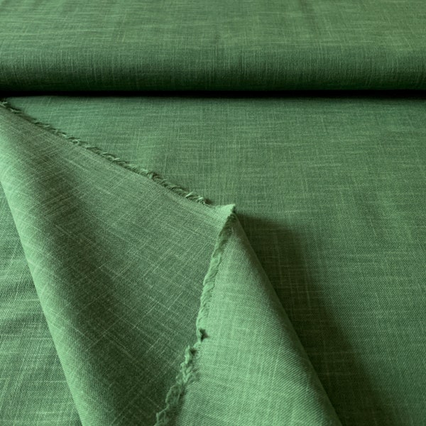 Tissu japonais, uni, vert, coton 110x50 (1001E)