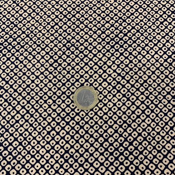 Japanese Fabric, Traditional Kanoko Pattern, Navy Blue
