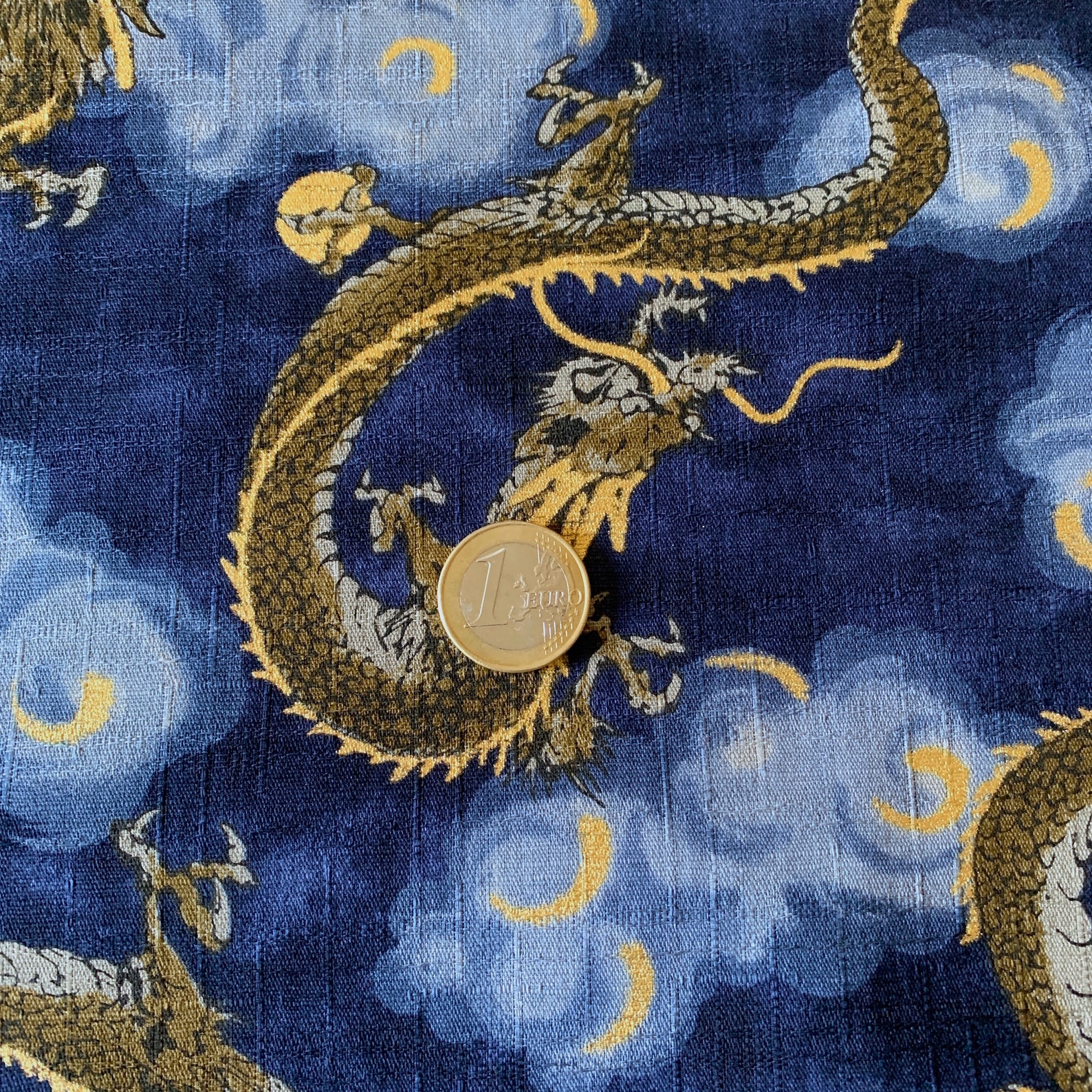 Japanese fabric traditional dragon pattern navy blue Etsy