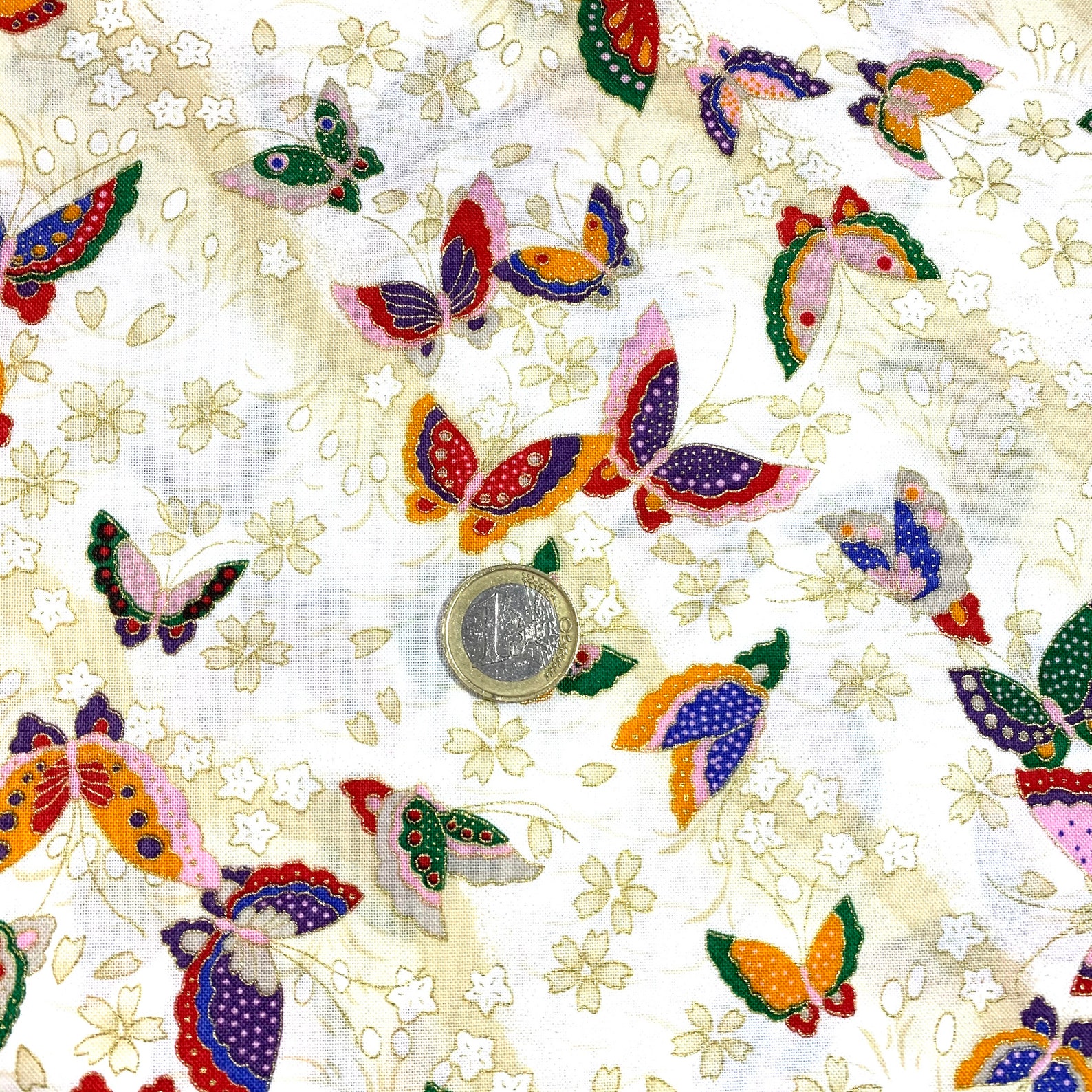Japanese Fabric Traditional Butterfly Pattern Ivory Etsy