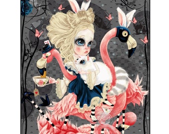 Alice in wonderland, original illustration pop surrealism  by Florence Bretécher