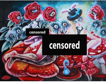 Pin up nude punk pop surrealism, voluptuous original by Florence Bretécher