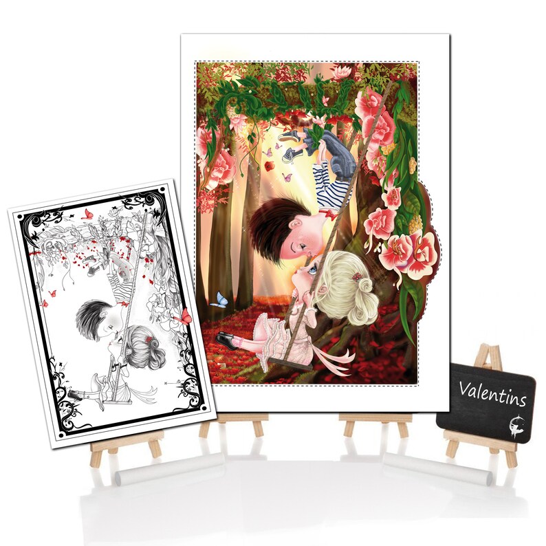 Madeline et Antonin Cadeaux Saint Valentin Pop surréalisme Impression d'art Illustration noir et blanc,chambre d'enfants,décoration murale image 8
