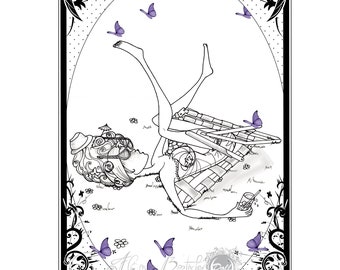 Pin up September pop surrealism, The summer with rococo swim-suit by Florence Bretécher