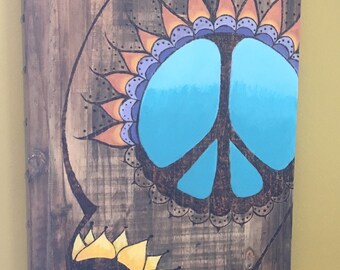 Wood Burn Sugar Skull “Peace Eyes”