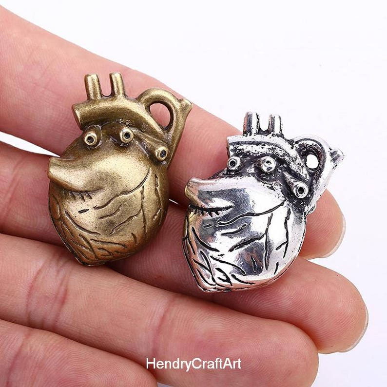3 pieces 3D Hearts Charms Vintage Charm Pendant Charms for Jewelry Making