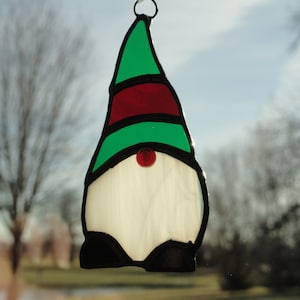 Gnome Ornament, Suncatcher, Stained Glass
