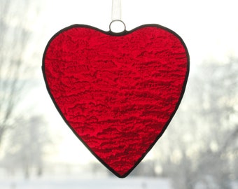 Large Red Heart Suncatcher, Stained Glass