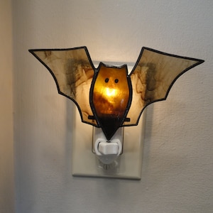 Bat Night Light, Stained Glass