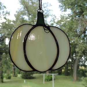Stained Glass White Pumpkin Suncatcher