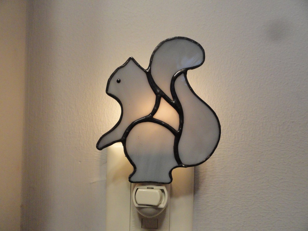 Squirrel Night Light, Stained Glass Etsy