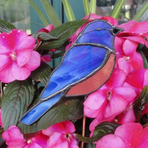 Bluebird Plant Stake,  Stained Glass