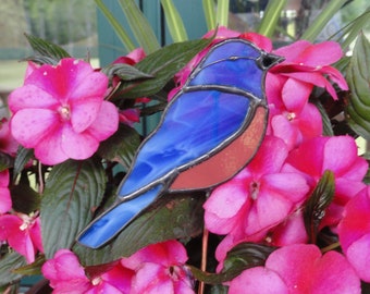 Bluebird Plant Stake,  Stained Glass