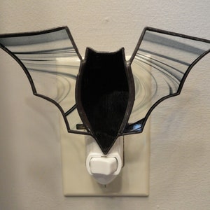 Black Bat Night Light, Stained Glass, Halloween Decor