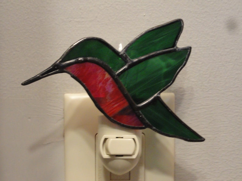 Hummingbird Stained Glass Night Light Etsy