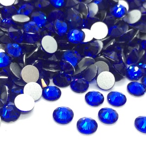 BLUE SAPPHIRE glass rhinestones to stick round - Home decoration rhinestones - scrapbooking rhinestones - decoration rhinestones