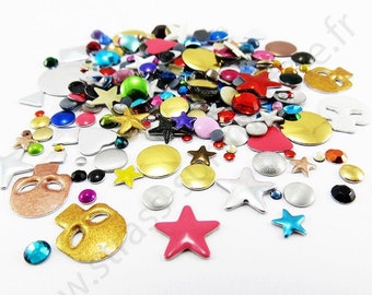 Strass thermocollant, strass hotfix, métal, verre, formes diverses - MULTICOLORE - x 5gr