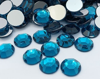 Strass acrylique à coller rond - BLEU TURQUOISE - 2mm à 14mm - strass diamant acrylique