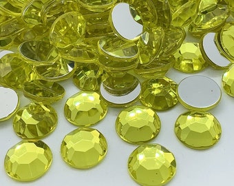 Strass acrylique à coller rond - JAUNE - 2mm à 14mm - strass diamant acrylique