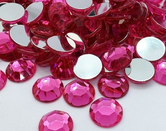 Strass acrylique à coller rond - ROSE - 2mm à 14mm - strass diamant acrylique