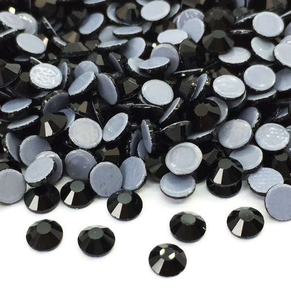 BLACK iron-on hotfix rhinestones - High quality rhinestones - Glass rhinestones 2mm to 6mm - Rhinestone wholesaler - Small and large quantities