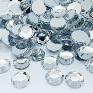 Round acrylic CRYSTAL rhinestones to glue - 2mm to 14mm - acrylic diamond rhinestones