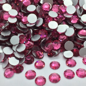 ROSE round glass rhinestones to stick on - Home decor rhinestones - scrapbooking rhinestones - decoration rhinestones