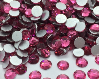 PINK glass rhinestones to stick round - Home decoration rhinestones - scrapbooking rhinestones - decoration rhinestones