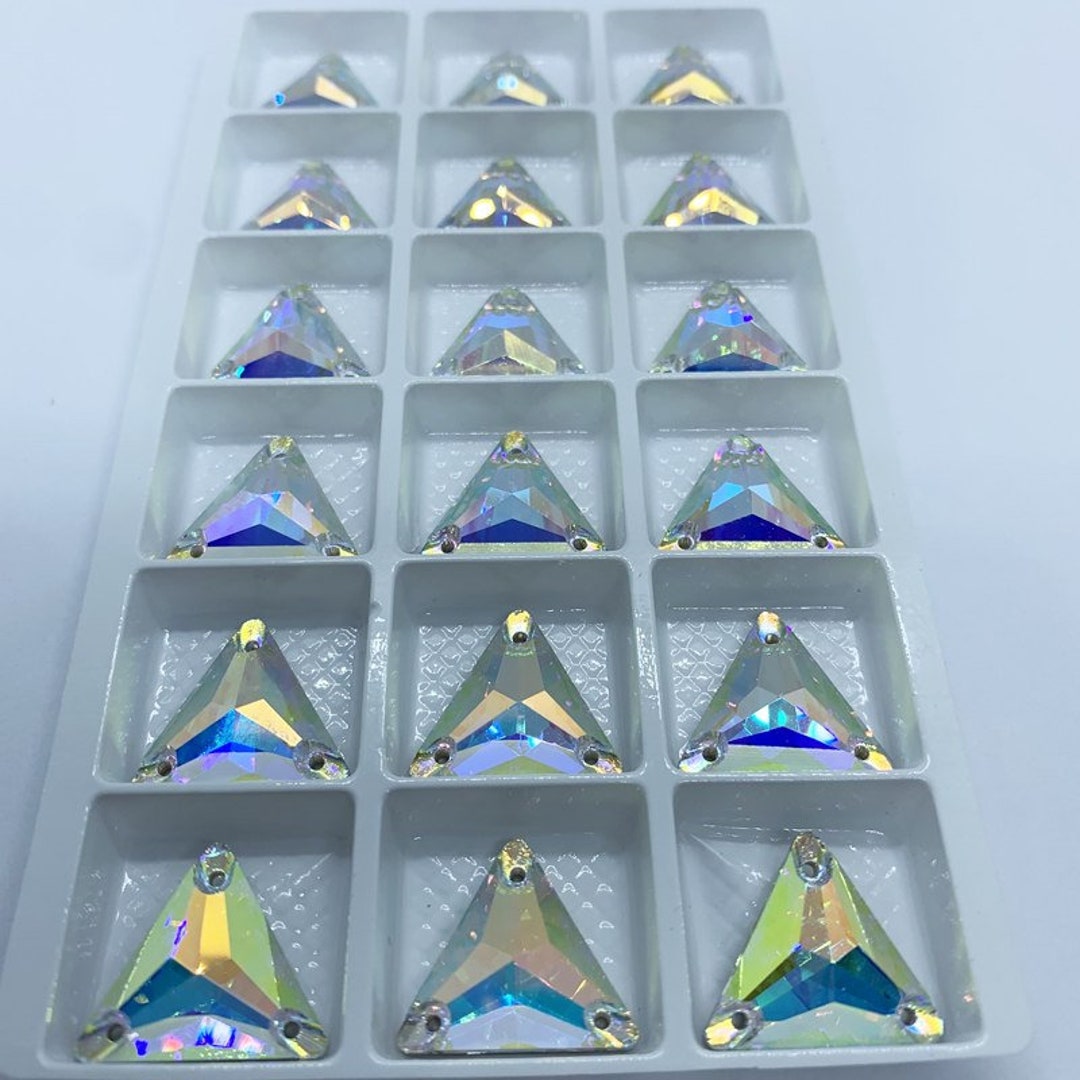 TRIANGLE Glass Sew-on Rhinestones AB Crystal 12mm, 16mm, 22mm Swarovski ...