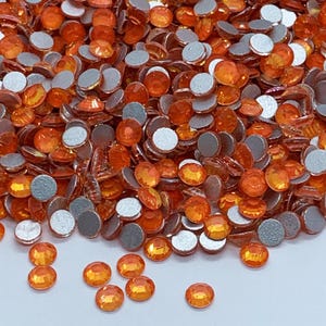 Pedrería de vidrio NARANJA BRILLANTE para pegar redonda - Pedrería decoración del hogar - pedrería scrapbooking - pedrería decoración