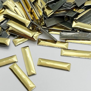 Strass clou Rectangle thermocollant hotfix - DORE - 2x4mm, 2.5x7mm, 3x10mm, 5x20mm, veste clou, vêtement customisation, twirling