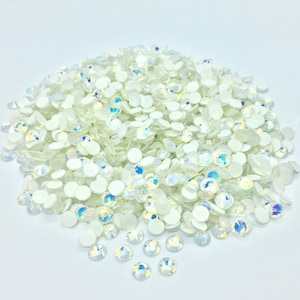 Strass BLANC AB en verre phosphorescent à coller rond 2mm, 3mm, 4mm, 5mm, 6mm Strass home déco image 3