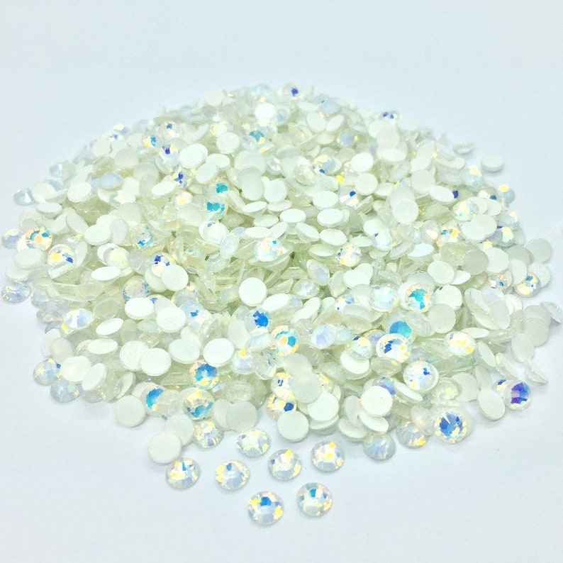 Strass BLANC AB en verre phosphorescent à coller rond 2mm, 3mm, 4mm, 5mm, 6mm Strass home déco image 3