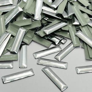 Rhinestone studs, rectangular iron-on rhinestones - SILVER - 2x4mm, 2.5x7mm, 3x10mm, 5x20mm, rhinestones for clothing, twirling, leotards