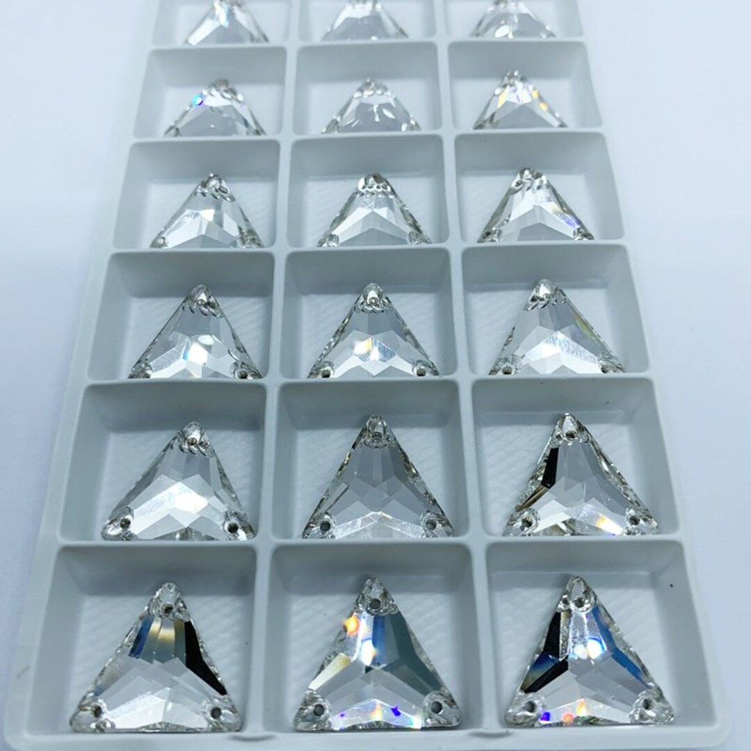 Glass Sew-on Rhinestones TRIANGLE - Crystal - 12mm, 16mm, 22mm ...
