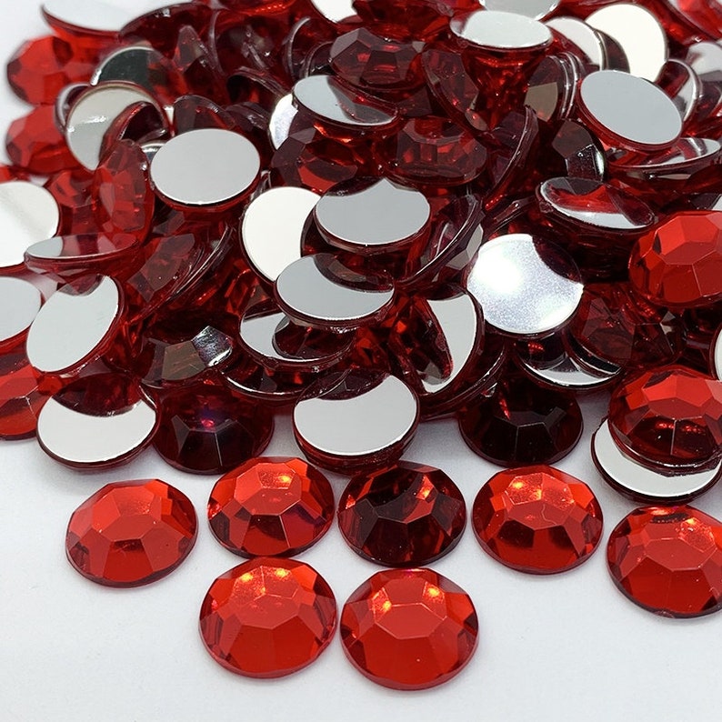 Strass acrylique à coller rond ROUGE 2mm à 14mm strass diamant acrylique image 1