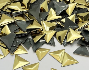 Gold Triangle - Iron-on Rhinestone Stud - 6mm, 8mm, 10mm, 13mm