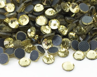 LIGHT YELLOW iron-on rhinestones in DMC glass - small and large quantities - low price rhinestones