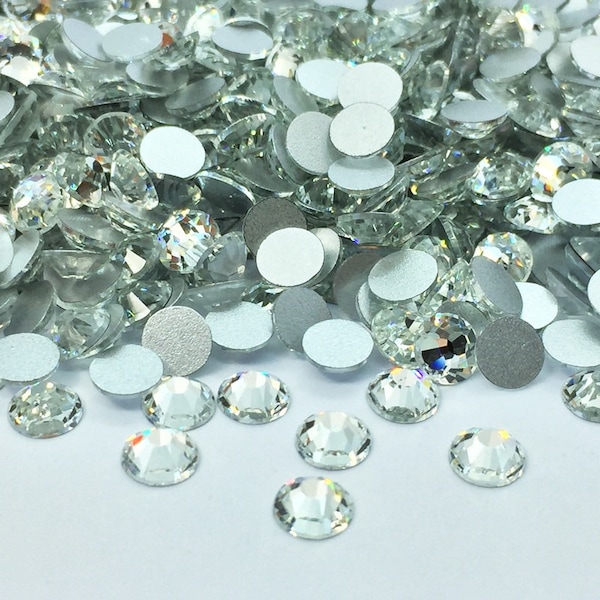 CRYSTAL DIAMOND glass rhinestones to stick round - 2mm, 3mm, 4mm, 5mm, 6mm, 8mm, 10mm - Decoration rhinestones