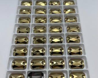 Sew-on rectangular glass rhinestones - GOLD - 10x14mm to 20x28mm - Swarovski quality