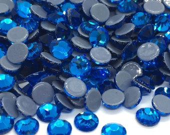 BLUE iron-on hotfix rhinestones - High quality rhinestones - Glass rhinestones 2mm to 6mm - Rhinestone wholesaler - Small and large quantities