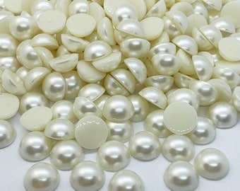 Pearly half pearl rhinestone to glue round - IVORY - 5mm, 6mm, 8mm, 10mm