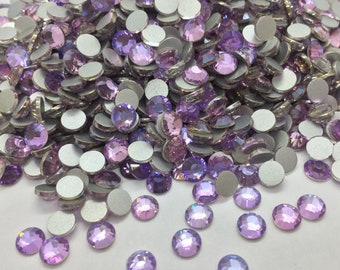 Strass VIOLET CLAIR IRISE en verre à coller rond - Strass home déco - strass scrapbooking - strass décoration