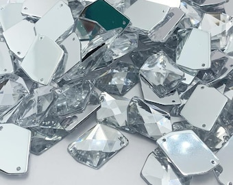 Piedra acrílica COSMIC para coser, agujero recto - CRISTAL - 18 mm a 21 mm