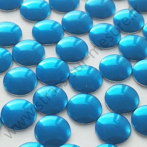 Heat-sealing BLUE round nail, metal rhinestones, textile customization, 2mm to 6mm