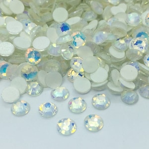 Strass BLANC AB en verre phosphorescent à coller rond 2mm, 3mm, 4mm, 5mm, 6mm Strass home déco image 1