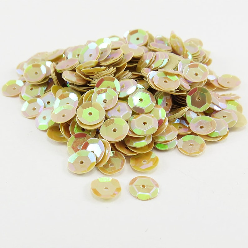 6mm Sewing glitter Sequin cup bulging JAUNE CLAIR NACRE