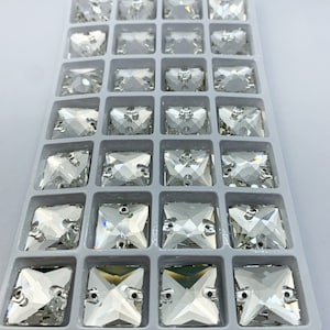 Strass da cucire in vetro QUADRATI - Cristallo - da 12mm a 22mm - Qualità Swarovski